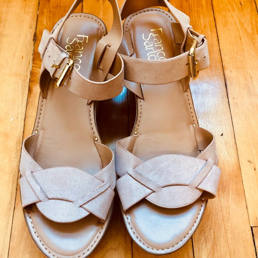 Franco Sarto Nude Platform Leather Sandals